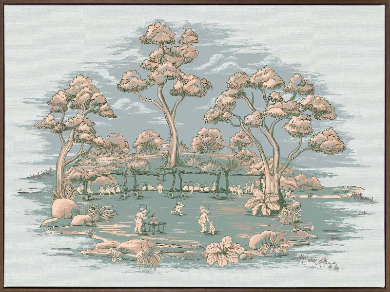 The Gumnut Spring Parade Light Blue Canvas Art Print