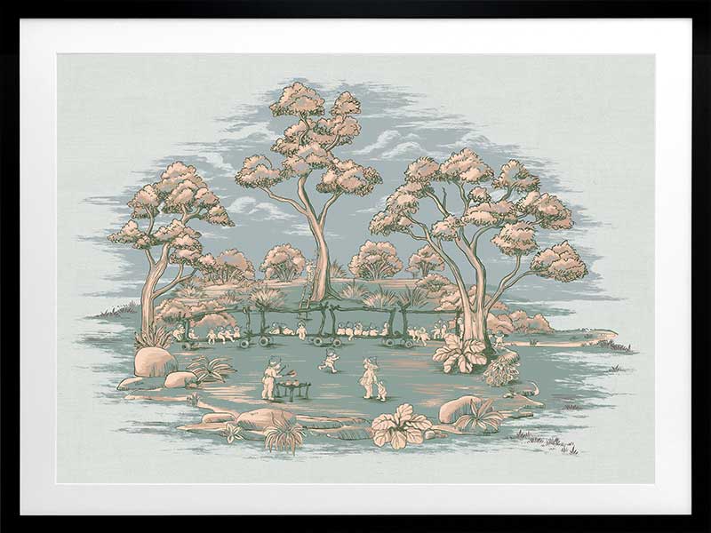 The Gumnut Spring Parade Light Blue Framed Art Print