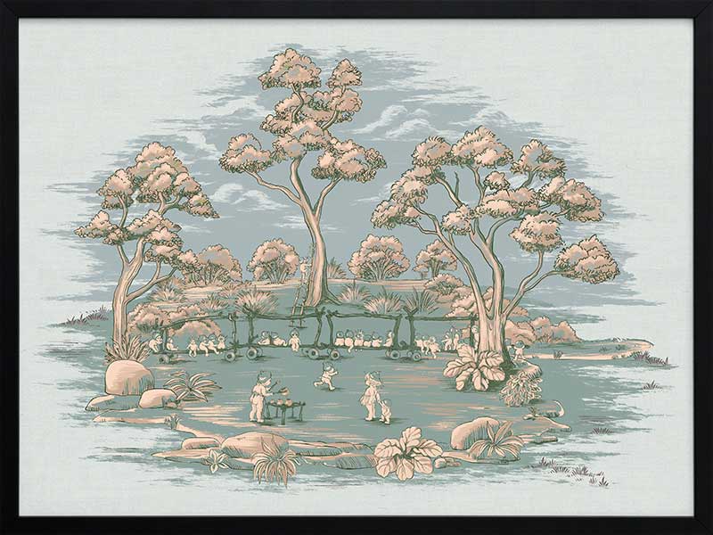 The Gumnut Spring Parade Light Blue Framed Art Print