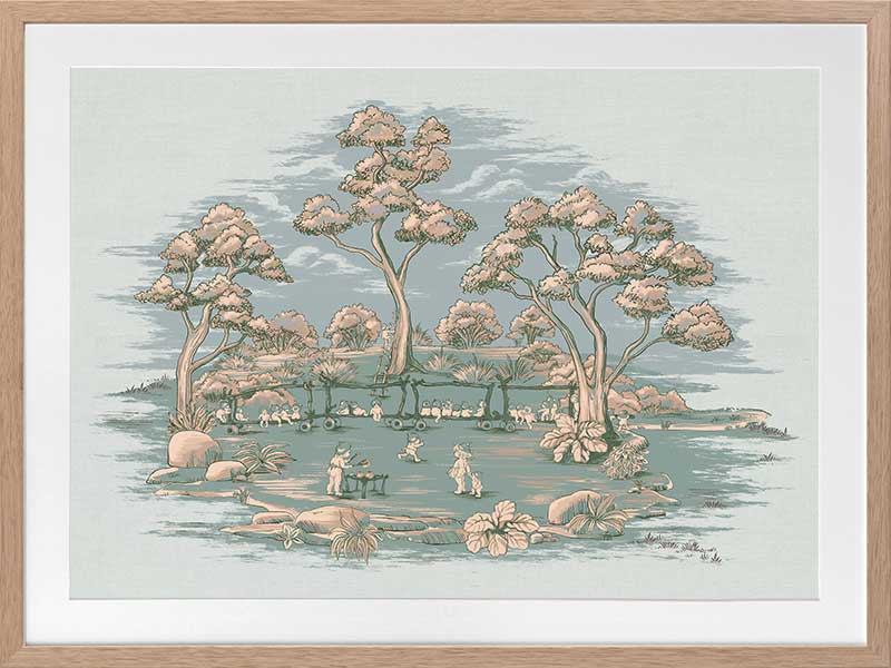 The Gumnut Spring Parade Light Blue Framed Art Print