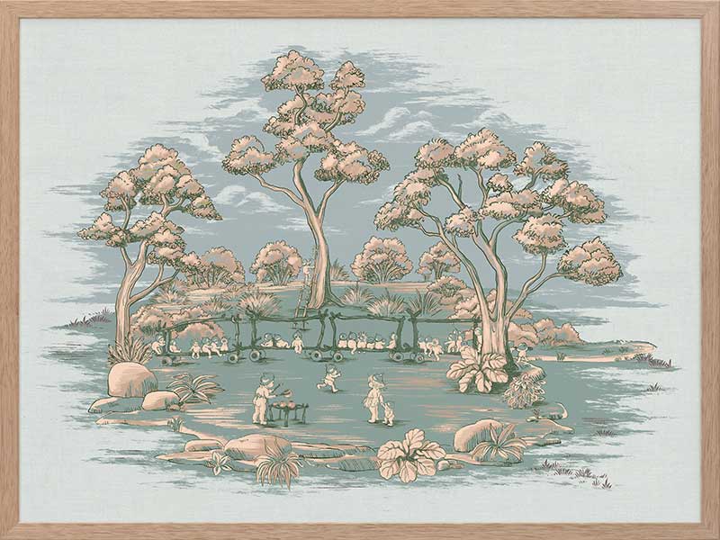 The Gumnut Spring Parade Light Blue Framed Art Print