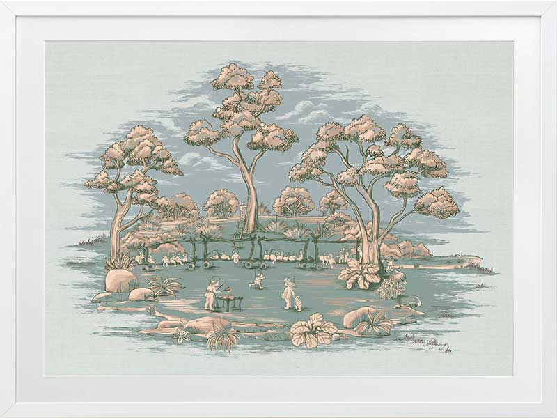 The Gumnut Spring Parade Light Blue Framed Art Print