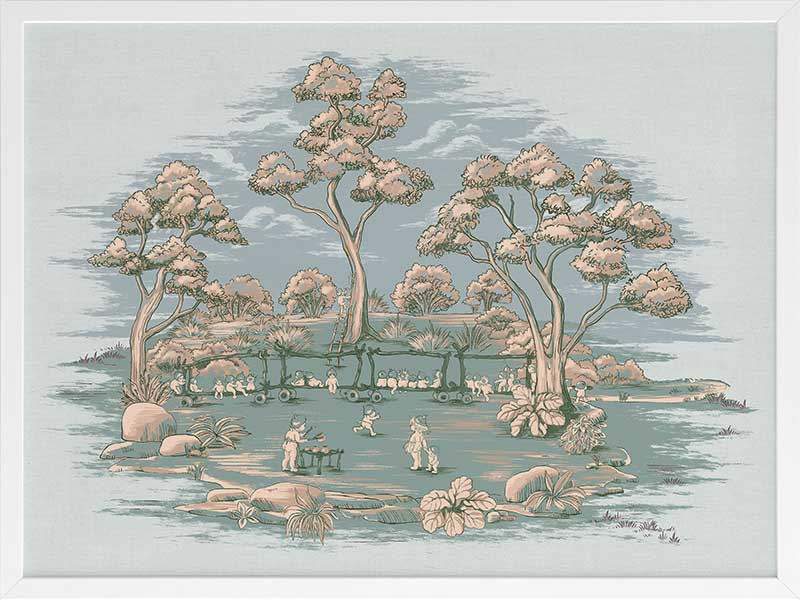 The Gumnut Spring Parade Light Blue Framed Art Print