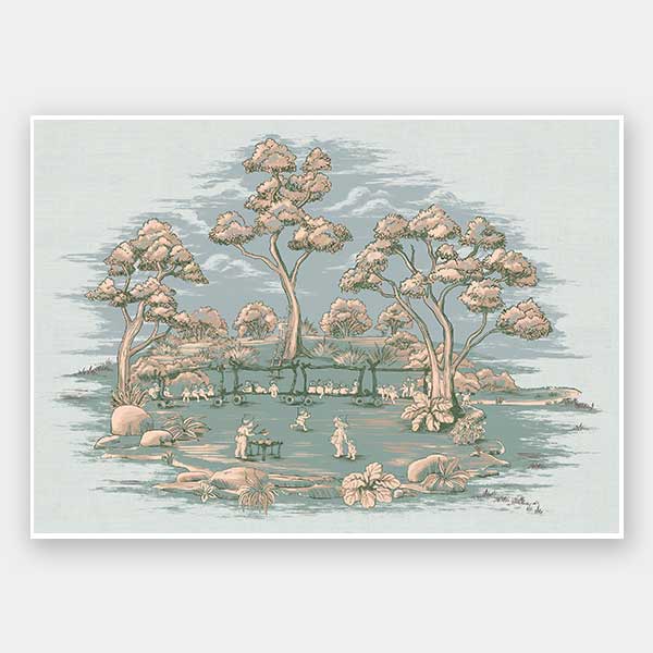 The Gumnut Spring Parade Light Blue Unframed Art Print