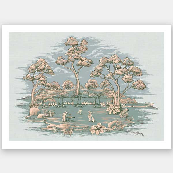 The Gumnut Spring Parade Light Blue Unframed Art Print