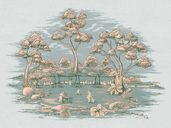 The Gumnut Spring Parade Light Blue Canvas Art Print