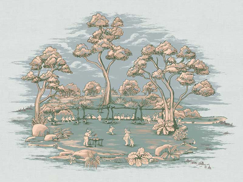 The Gumnut Spring Parade Light Blue Canvas Art Print