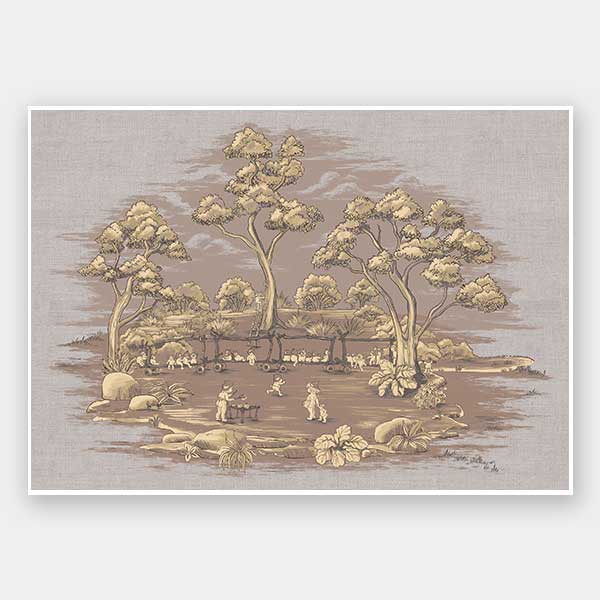 The Gumnut Spring Parade Mauve Unframed Art Print