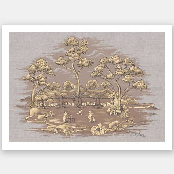 The Gumnut Spring Parade Mauve Unframed Art Print
