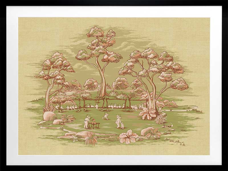 The Gumnut Spring Parade Light Green Framed Art Print