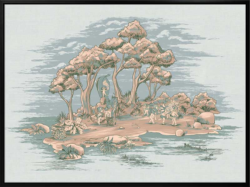 Gathering at Wattle Hollow Light Blue Canvas Art Print