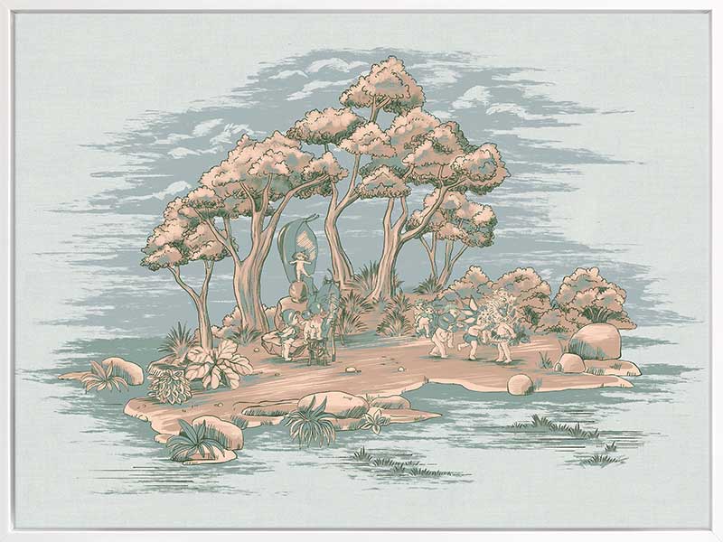 Gathering at Wattle Hollow Light Blue Canvas Art Print