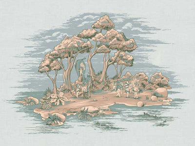 Gathering at Wattle Hollow Light Blue Canvas Art Print