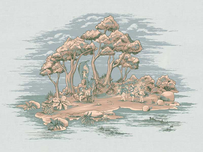 Gathering at Wattle Hollow Light Blue Canvas Art Print