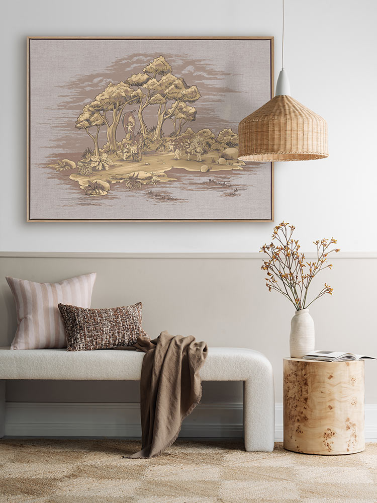 Gathering at Wattle Hollow Mauve Canvas Art Print | Lifestyle