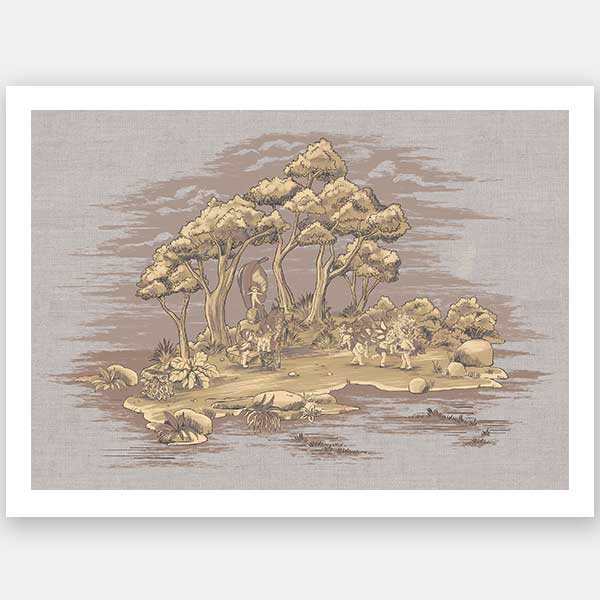 Gathering at Wattle Hollow Mauve Unframed Art Print