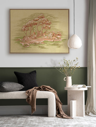 Gathering at Wattle Hollow Light Green Canvas Art Print