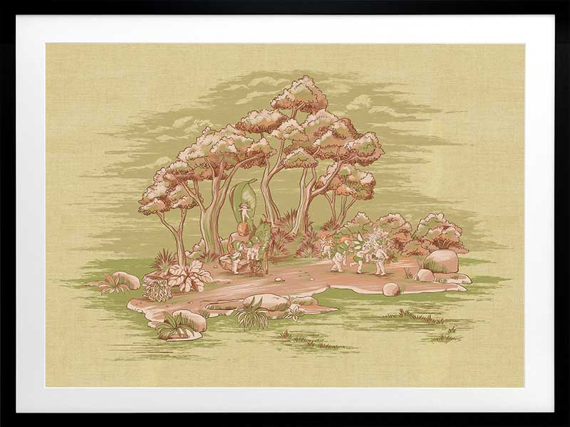 Gathering at Wattle Hollow Light Green Framed Art Print