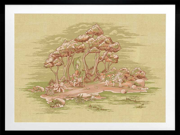 Gathering at Wattle Hollow Light Green Framed Art Print