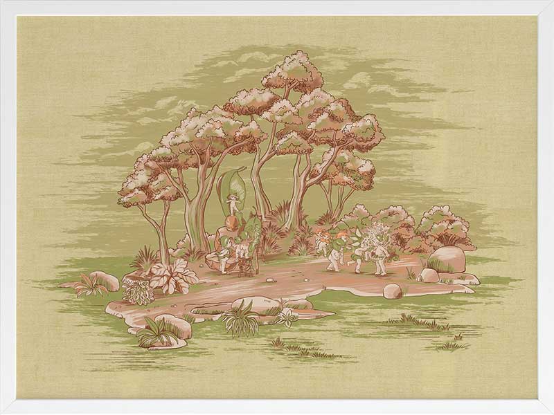 Gathering at Wattle Hollow Light Green Framed Art Print