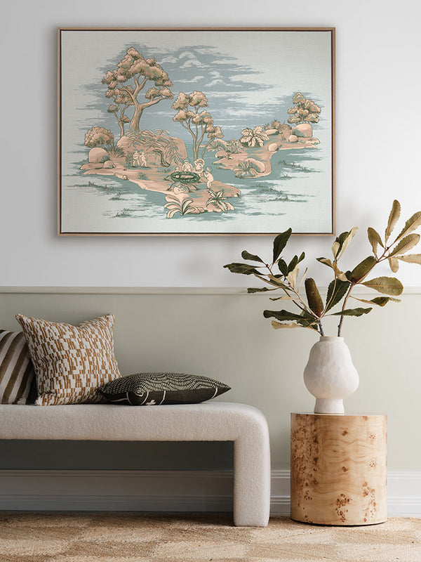 Picnic by the Billabong Light Blue Canvas Art Print | Lifestyle