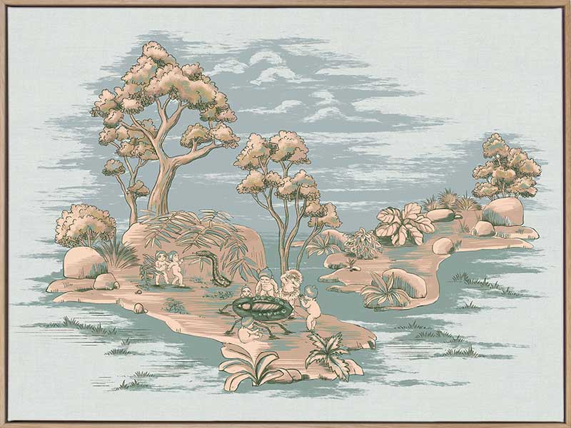 Picnic by the Billabong Light Blue Canvas Art Print