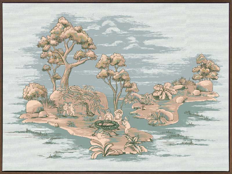 Picnic by the Billabong Light Blue Canvas Art Print