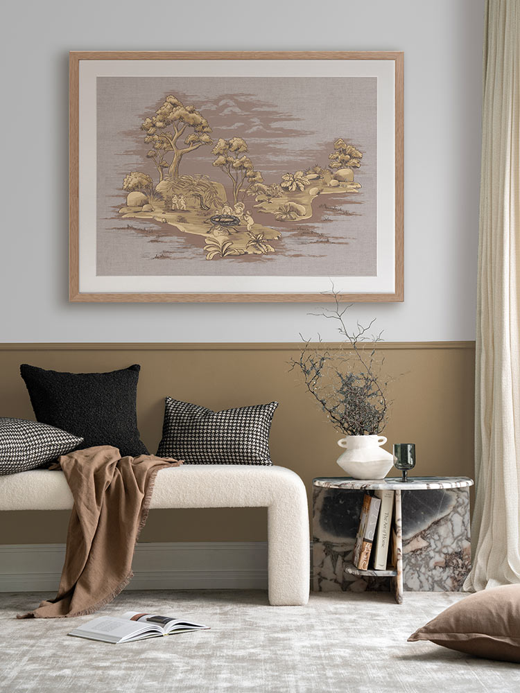 Picnic by the Billabong Mauve Framed Art Print | Lifestyle