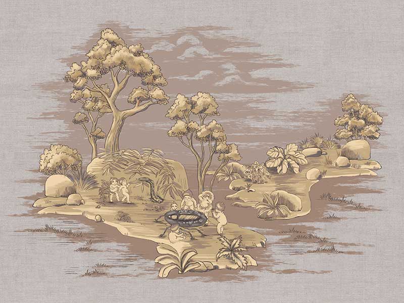 Picnic by the Billabong Mauve Canvas Art Print