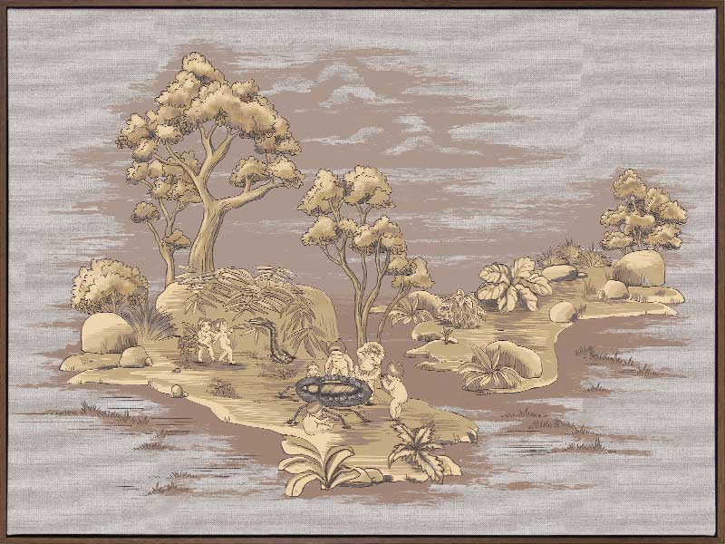 Picnic by the Billabong Mauve Canvas Art Print