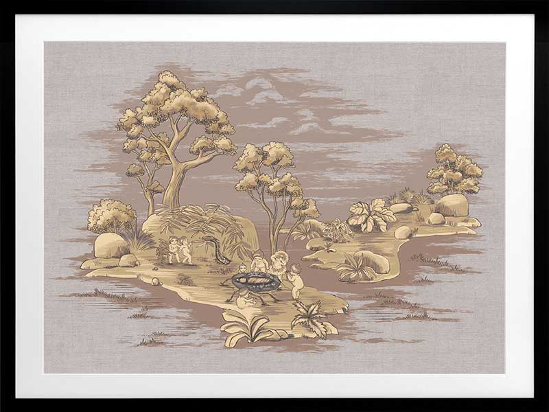 Picnic by the Billabong Mauve Framed Art Print