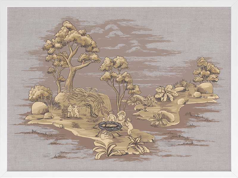 Picnic by the Billabong Mauve Framed Art Print