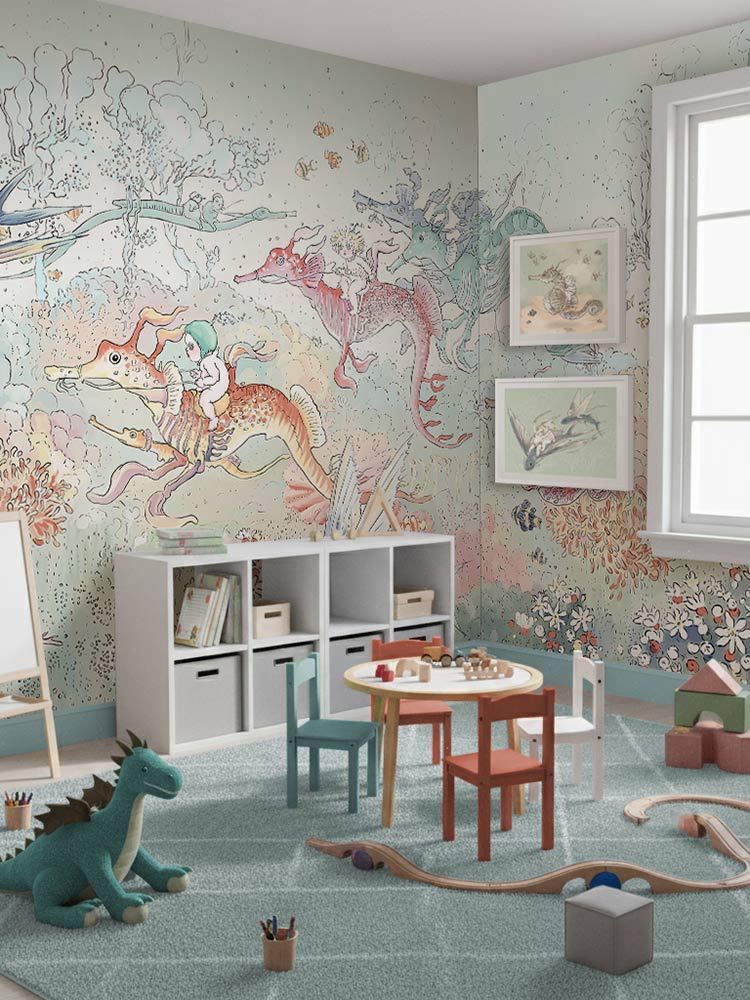 Seahorse Daydreams Sage Green Framed Art Print | Lifestyle