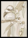 Kookaburra and Company wall art featuring a detailed kookaburra and gumnut babies in a vintage May Gibbs design from the May Gibbs II Wall Art Collection.