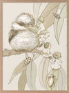 Kookaburra and Company wall art featuring a detailed kookaburra and gumnut babies in a vintage May Gibbs design from the May Gibbs II Wall Art Collection.