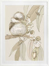 Kookaburra and Company wall art featuring a detailed kookaburra and gumnut babies in a vintage May Gibbs design from the May Gibbs II Wall Art Collection.