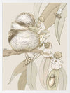 Kookaburra and Company wall art featuring a detailed kookaburra and gumnut babies in a vintage May Gibbs design from the May Gibbs II Wall Art Collection.