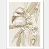 Kookaburra and Company wall art featuring a detailed kookaburra and gumnut babies in a vintage May Gibbs design from the May Gibbs II Wall Art Collection.