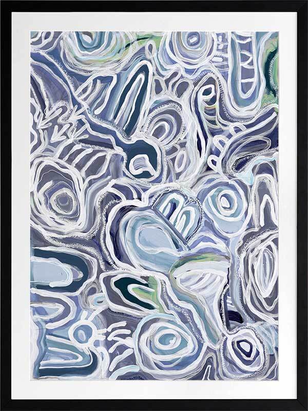 Message Sticks Blue Framed Art Print 