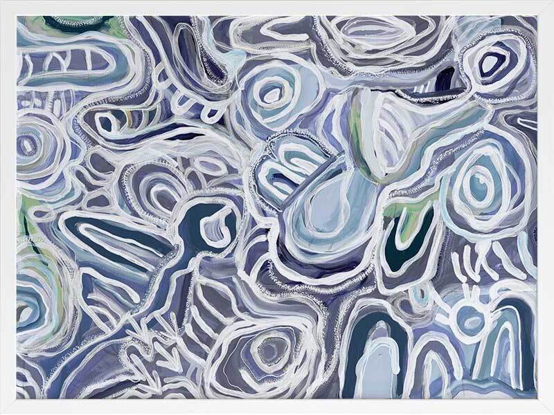 Message Sticks Blue Framed Art Print 