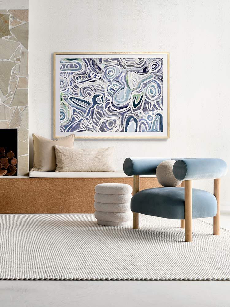 Message Sticks Blue Framed Art Print  | Lifestyle