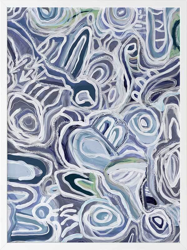 Message Sticks Blue Framed Art Print 