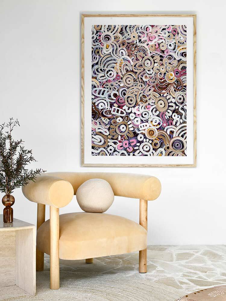 Connectedness Pink Framed Art Print  | Lifestyle