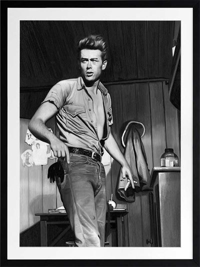 James Dean Mono Poster Framed Art Print