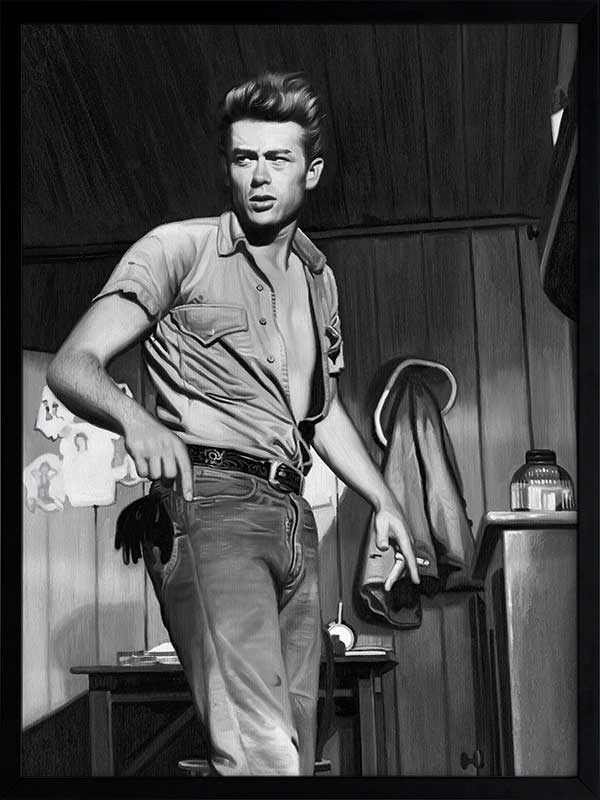 James Dean Mono Poster Framed Art Print
