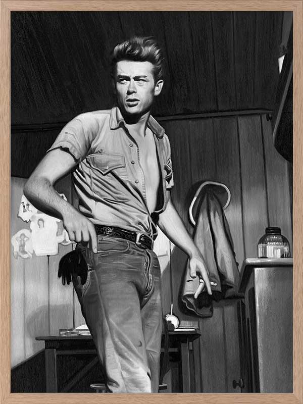James Dean Mono Poster Framed Art Print