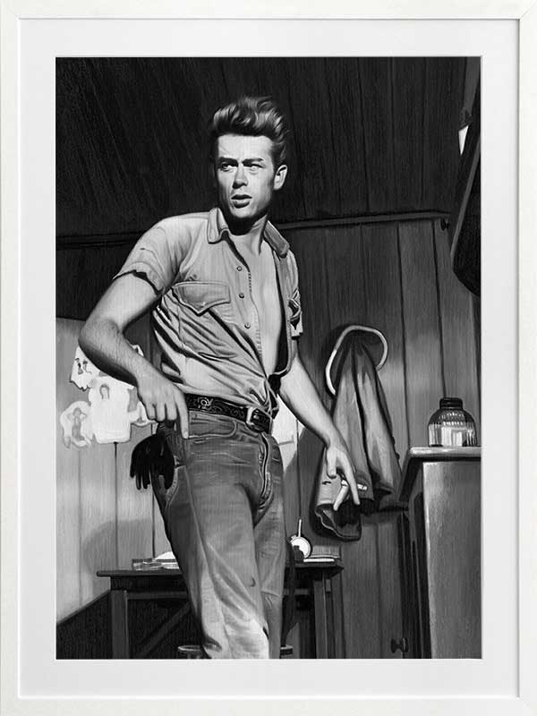 James Dean Mono Poster Framed Art Print