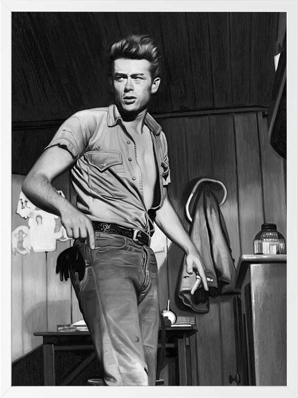 James Dean Mono Poster Framed Art Print