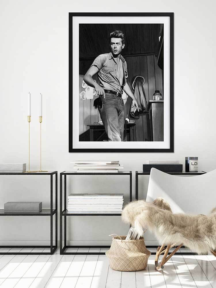 James Dean Mono Poster Framed Art Print | Lifestyle