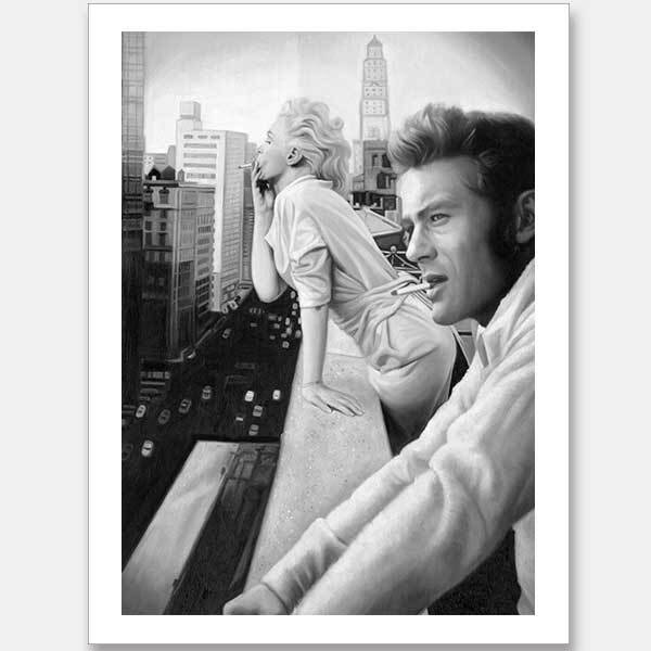 James and Marilyn Mono Unframed Art Print